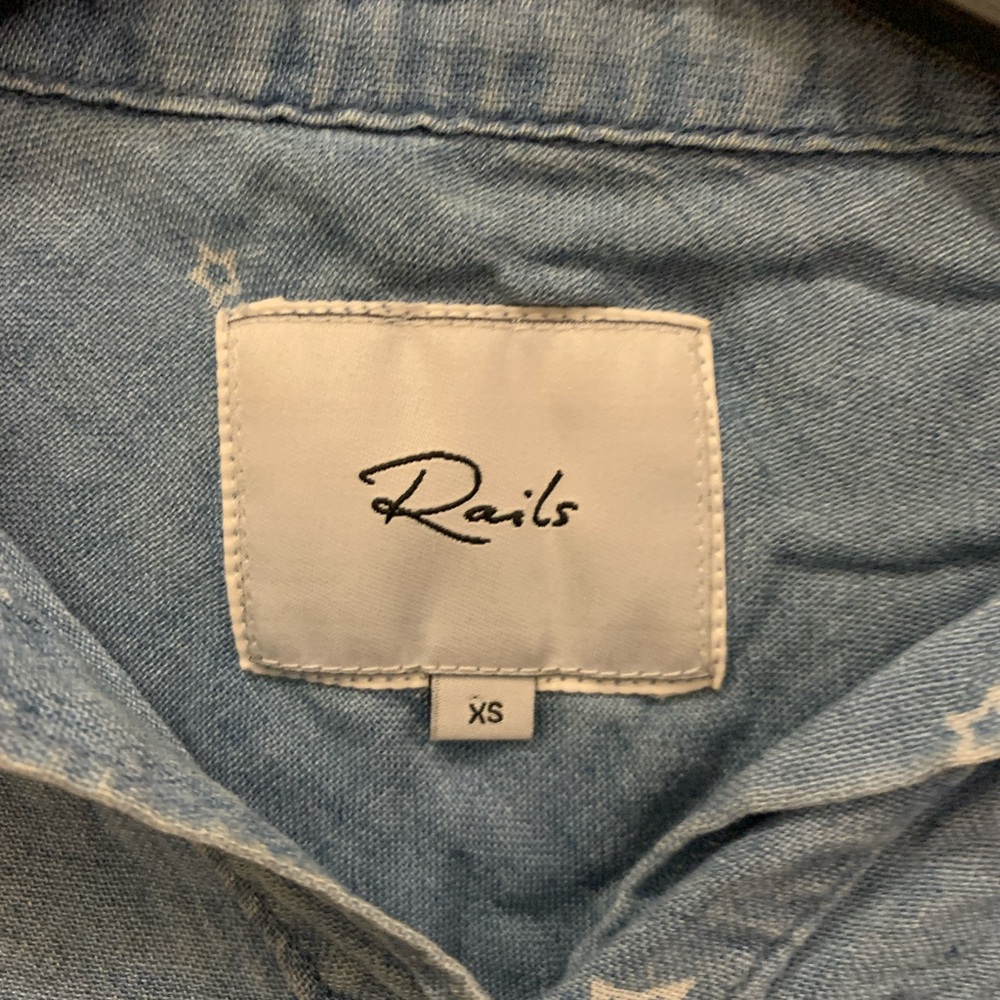 Rails Chambray With Star Print Button Down Shirt … - image 3